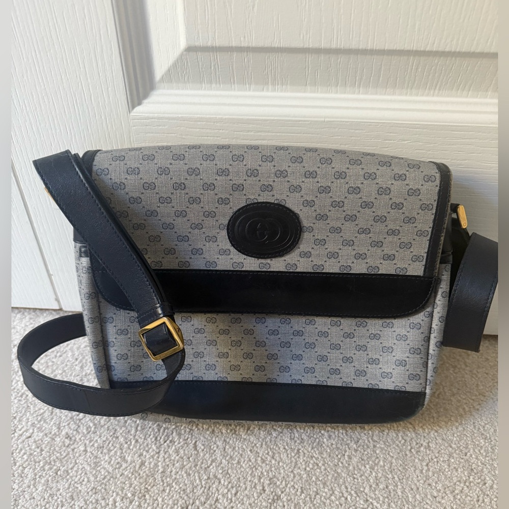 Gucci Black and Gray Messenger Bag